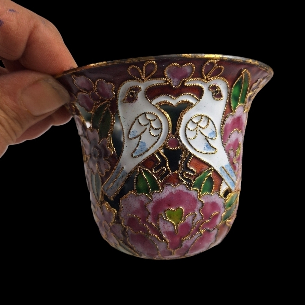 Chinese Enameled Cloisonne  Votive Holder - Picture 3 of 10